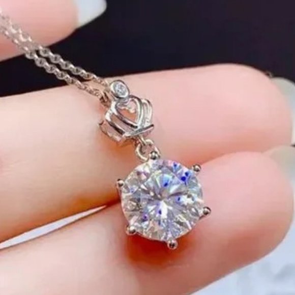 Certified 5ct. t.w. Moissanite Diamond Crown Necklace NEW
